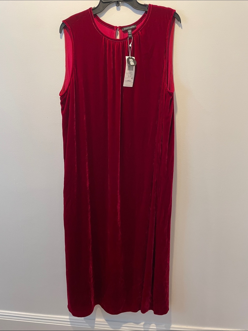 EILEEN FISHER Ruby Round Neck Velvet Maxi Dress Size XL, NWT - Picture 2 of 14